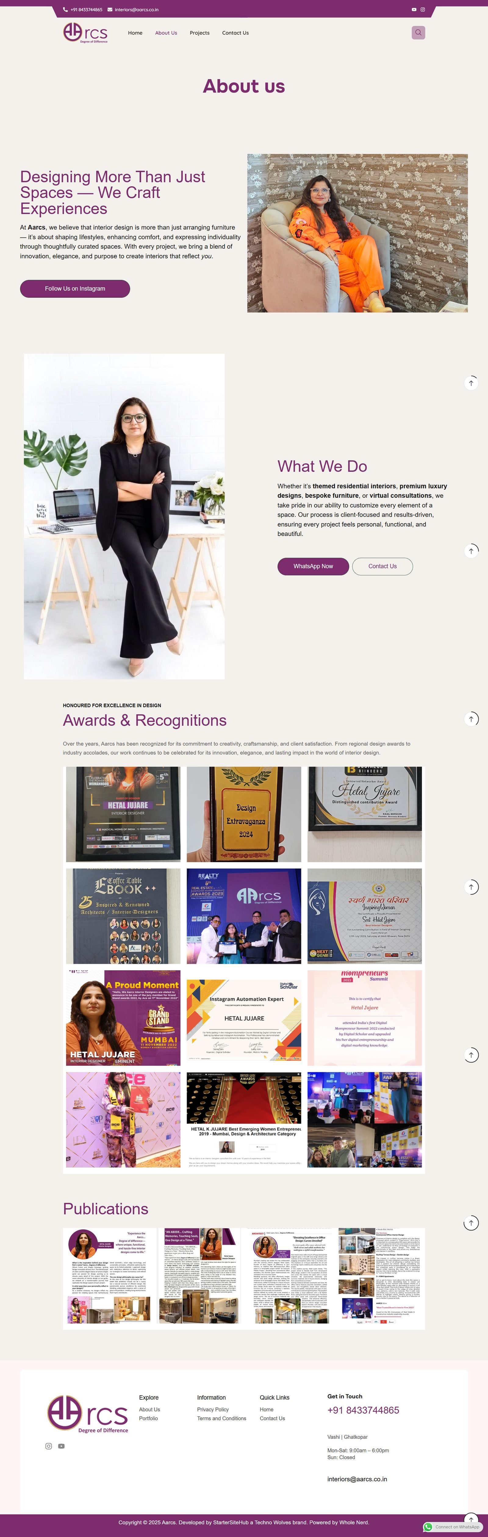 AARCS about page and founder profile by TechnoWolves