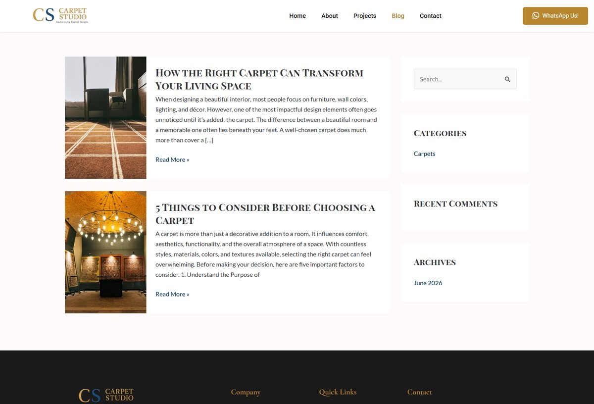 The Carpet Studio blog page by TechnoWolves