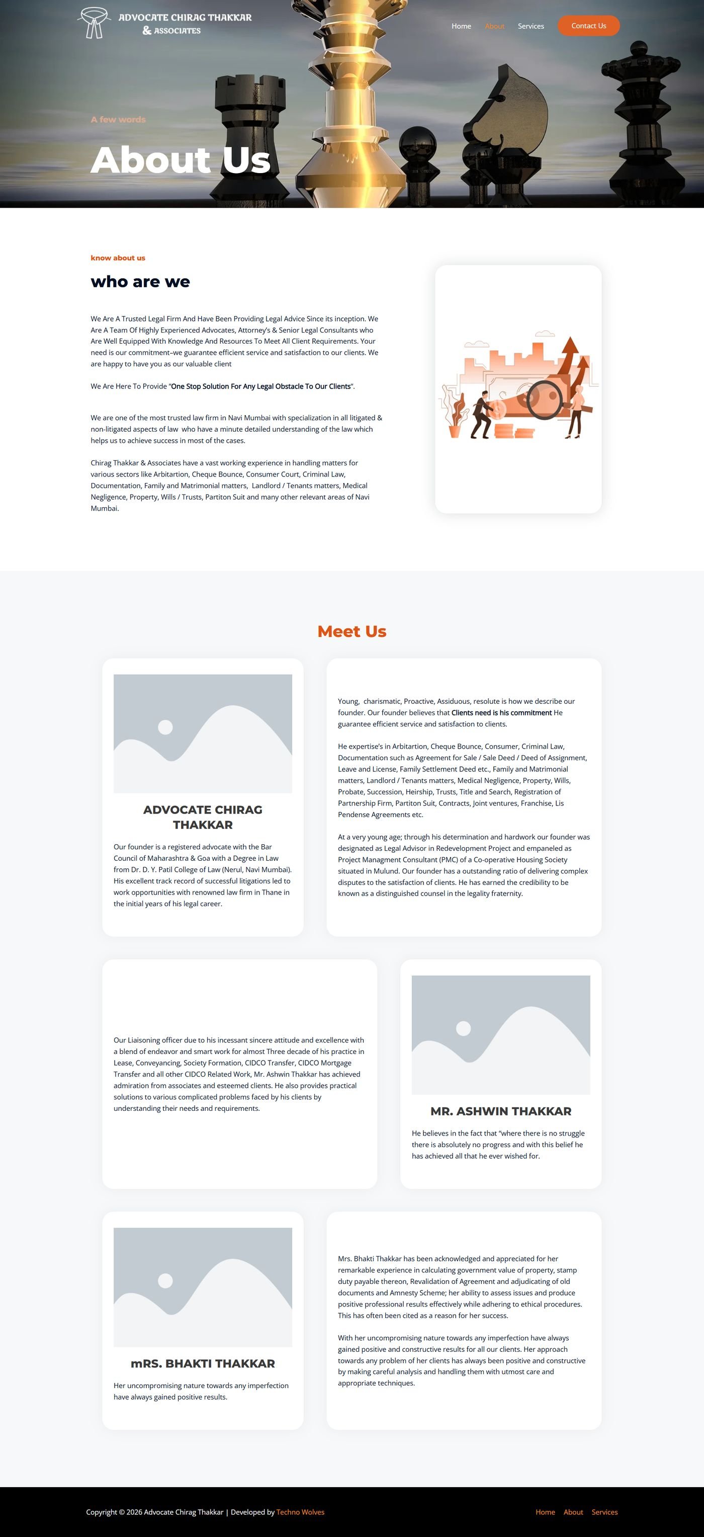 Advocate Chirag Thakkar & Associates about page introducing the founder and team